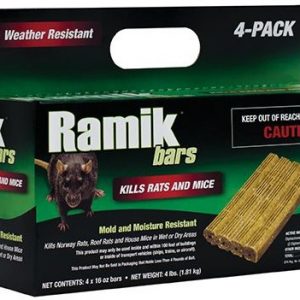 RAMIK BLOCK RODENTICIDE IS A SPECIALLY FORMULATED MULTI FEED INTERIOR / EXTERIOR BAIT PACK USED BY PROFESSIONALS TO QUICKLY REDUCE MOUSE AND RAT POPULATIONS. WAX COATED BLOCKS ENSURE MOISTURE WILL NOT COMPROMISE THE INGREDIENTS. CONTAINS DIPHACINONE