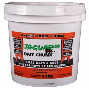 JAGUAR RODENTICIDE IS A SPECIALLY FORMULATED SINGLE FEED INTERIOR BAIT USED BY PROFESSIONALS TO QUICKLY REDUCE MOUSE AND RAT POPULATIONS. WAX COATED BLOCKS ENSURE MOISTURE WILL NOT COMPROMISE THE INGREDIENTS. CONTAINS BRODIFICOUM